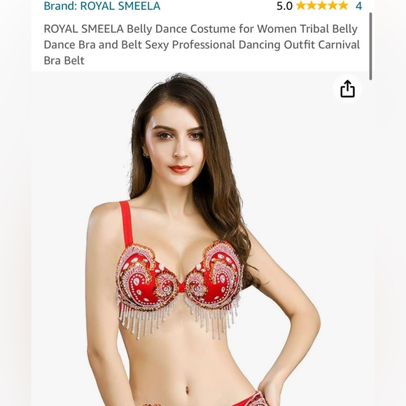 ROYAL SMEELA Crystal & Rhinestone Belly Dance Costume Bra for Women Size Medium - Picture 13 of 13